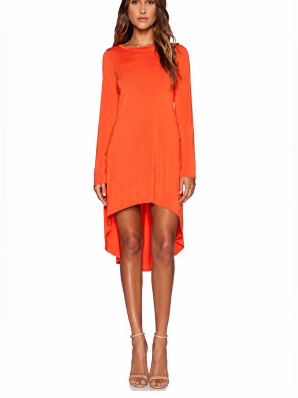 Long-Sleeve High-Low Orange Dress